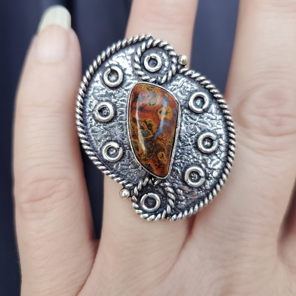 New Seam Agate 925 Silver Ring. - Picture 10 of 16